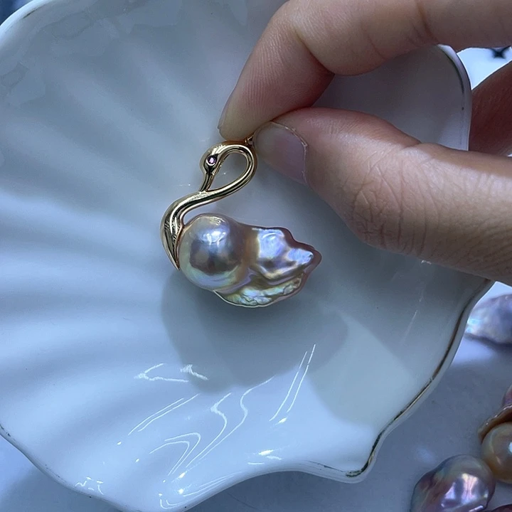 琳***2淡水珍珠银S925镶嵌吊坠(不含链)