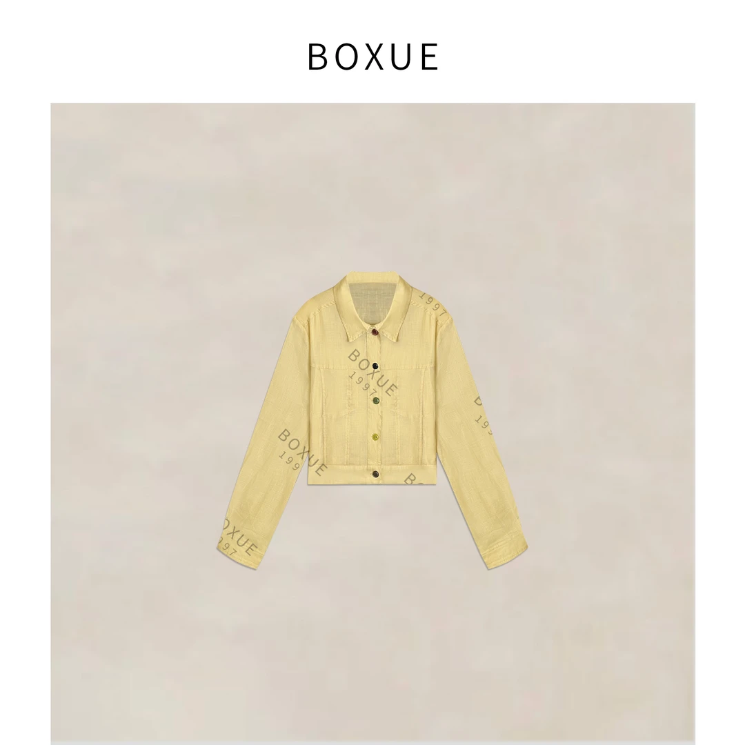 BOXUE‘’绯光‘’2025春季新款高级感100苎麻轻奢 外套#250312W1027