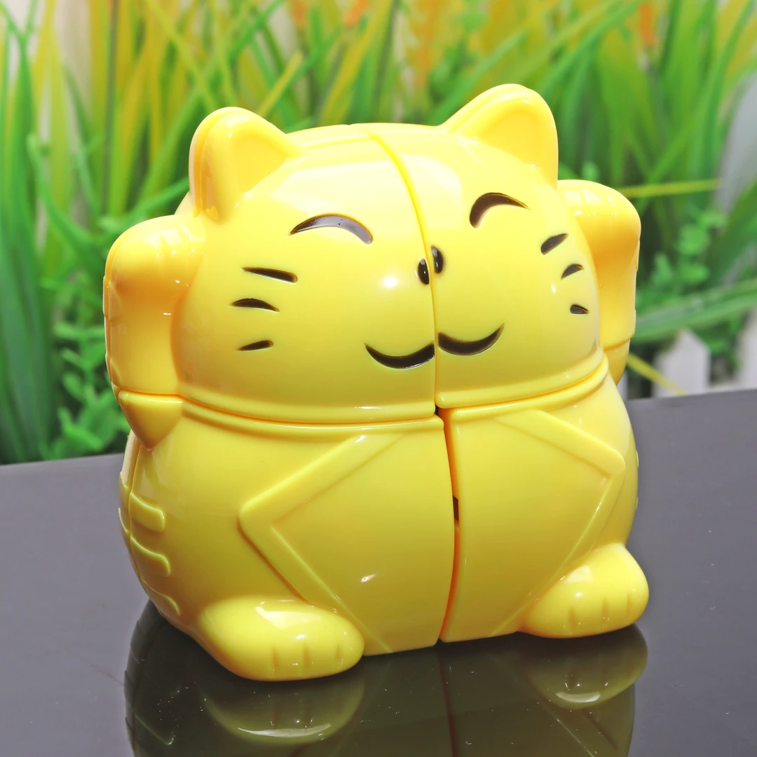 永骏招财猫二阶魔方2阶异形专业竞速卡通灵活顺滑儿童益智玩具
