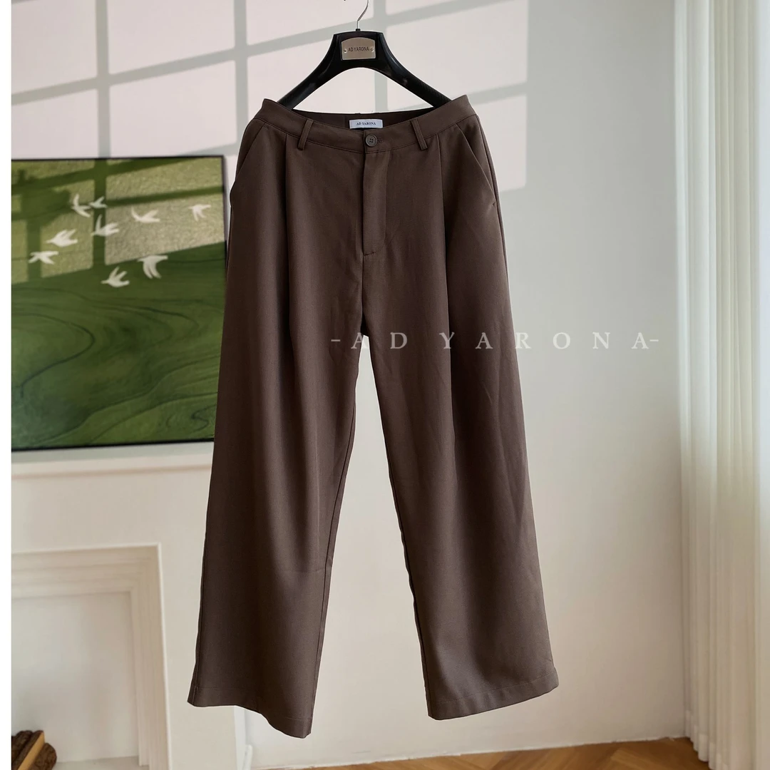 断码福利售完无 夏季新款抗皱免烫垂顺感休闲老钱西装裤  羽扇