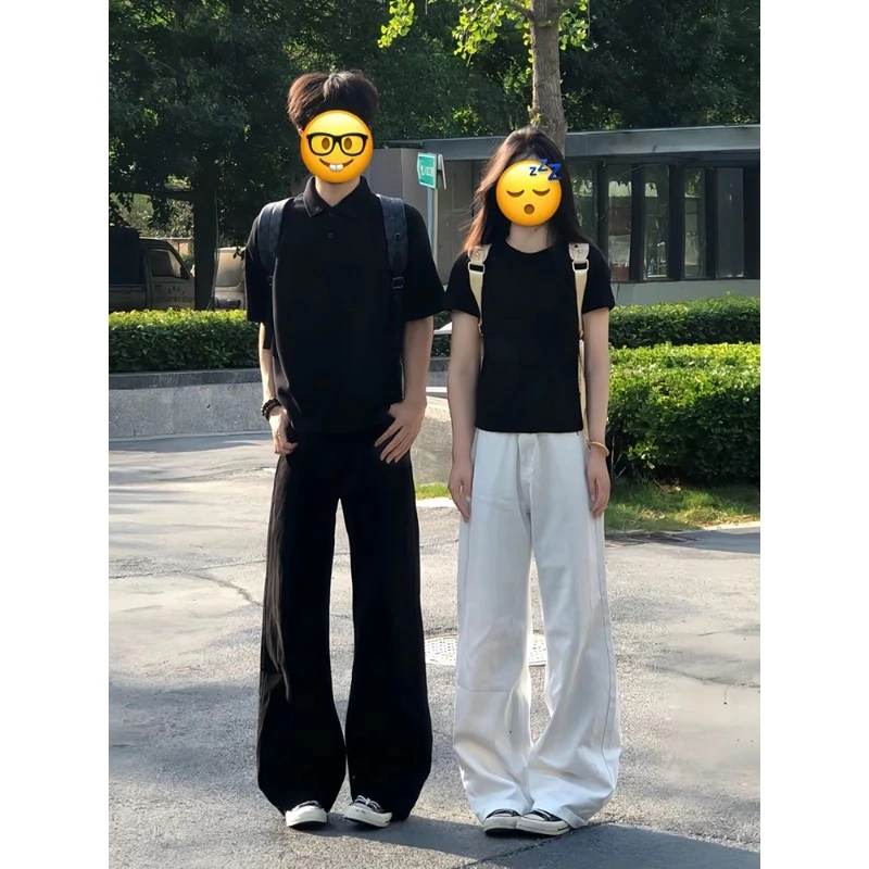 美式宽松直筒牛仔裤男春秋季高腰提档显瘦裤子潮牌vibe情侣阔腿裤