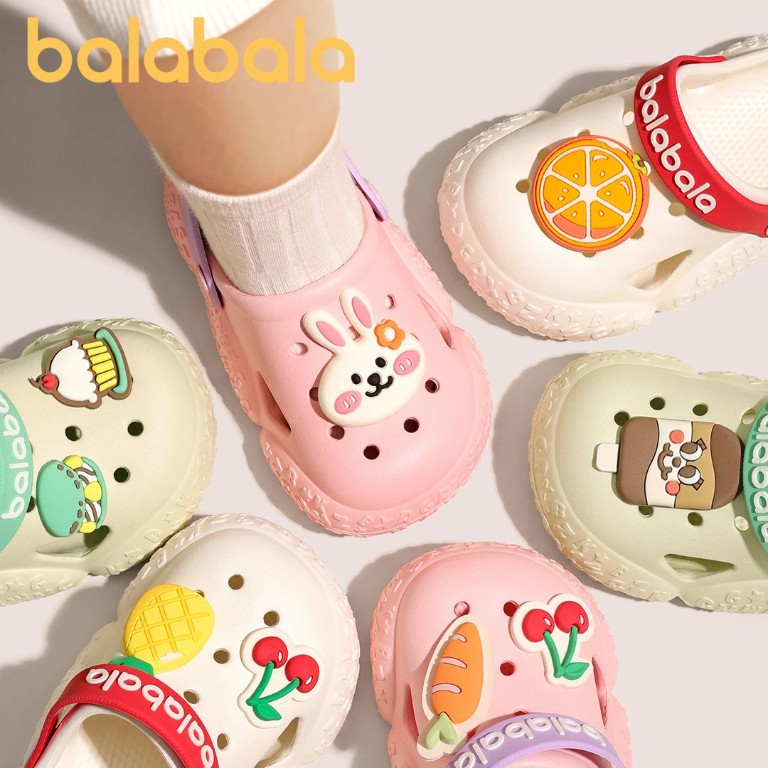 巴拉巴拉童鞋儿童洞洞鞋防滑可外穿拖鞋男童女童凉鞋2025夏季新款