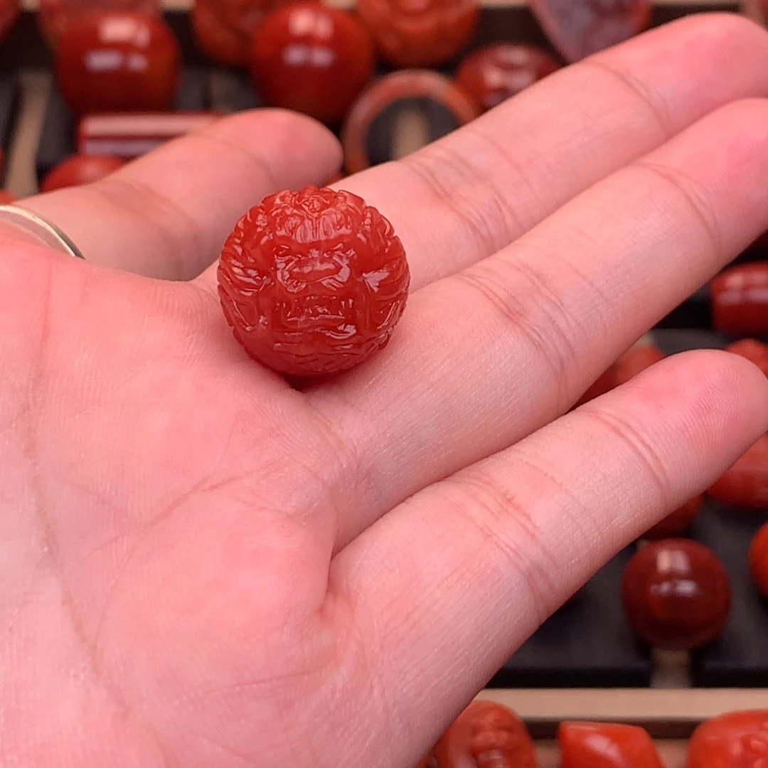 南红玛瑙未镶嵌保山高品精工龙珠17.2mm