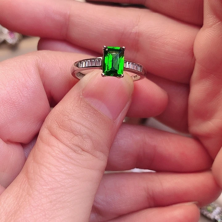 透辉石戒指银S925镶嵌