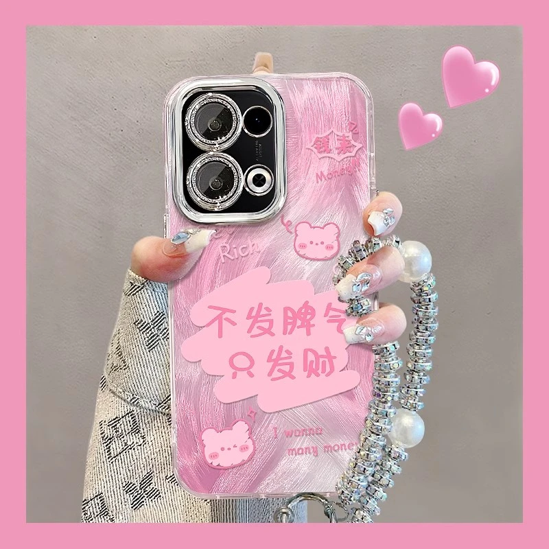 不发脾气只发财手链适用opporeno13手机壳新女款全包镜头膜高级感