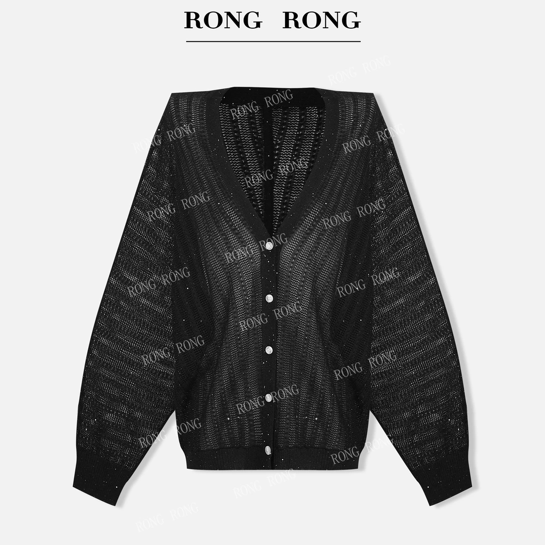 溶溶J【星河间影】RONGRONG小珠片度假感扭花针防晒衫C-I2051033