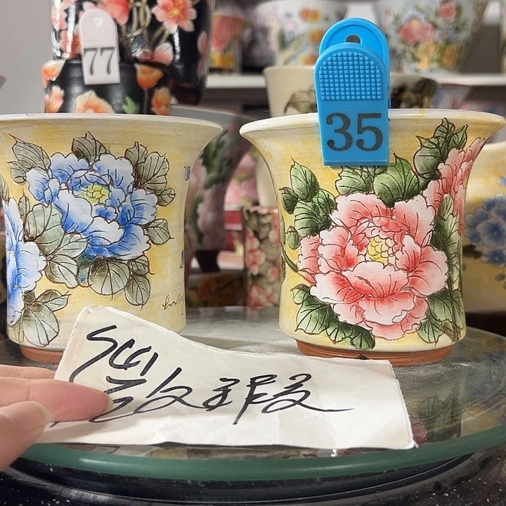 景德镇幸运花盆手绘韩式花盆