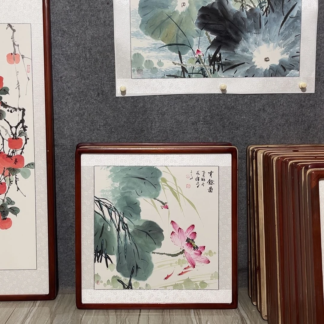 国画书画作品带框63×63