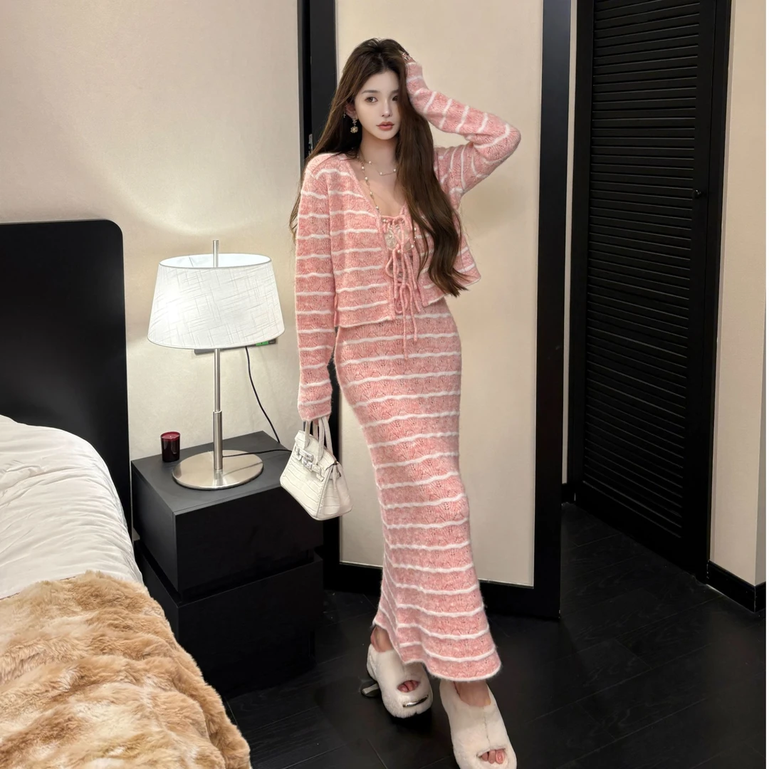 GUIDI GUDI【轻氧条纹】慵懒感糯叽叽两件套套装/黄加蓝