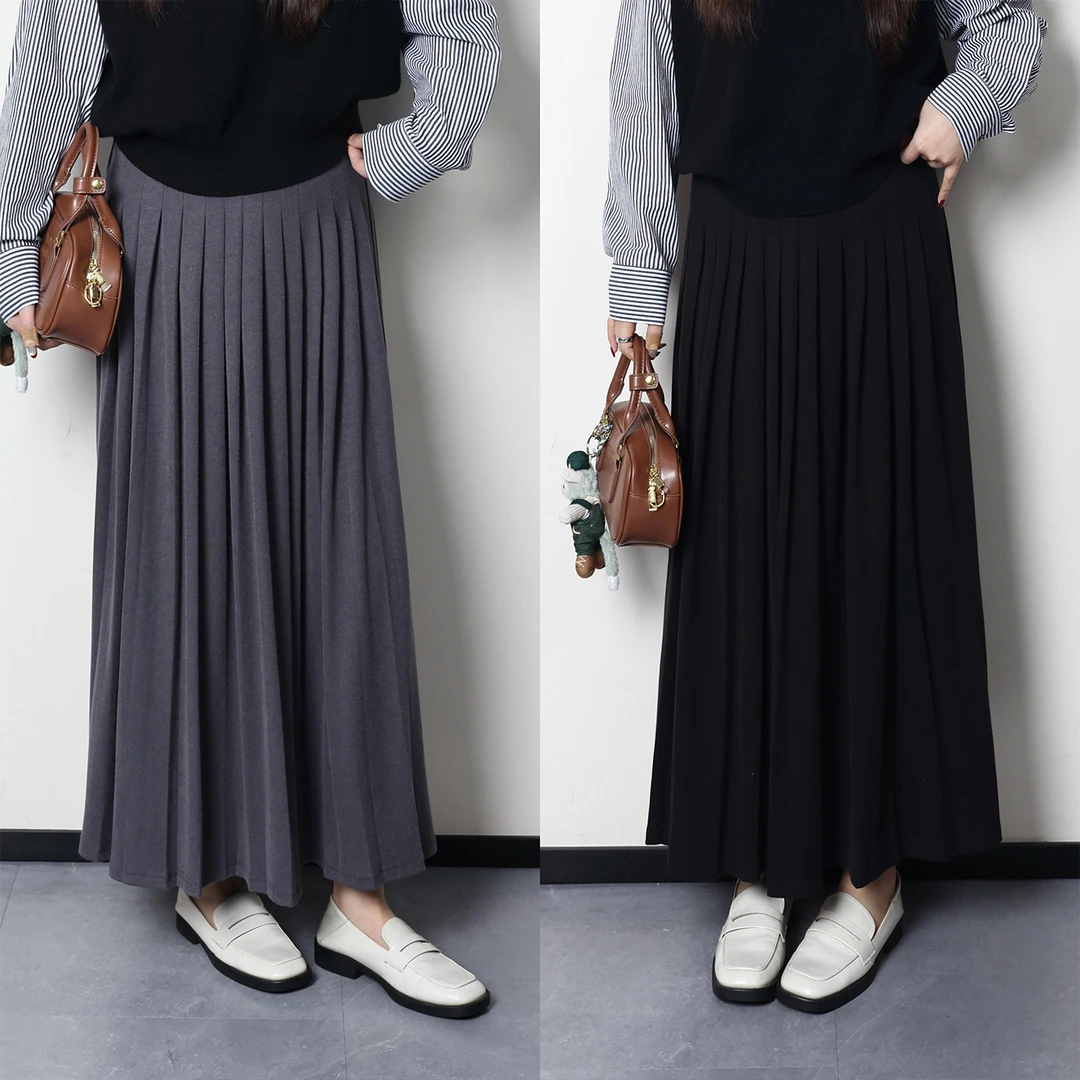 裂渡宣宣【街头素描】微胖大码女百搭显瘦打褶慵懒半身裙ZY501F01