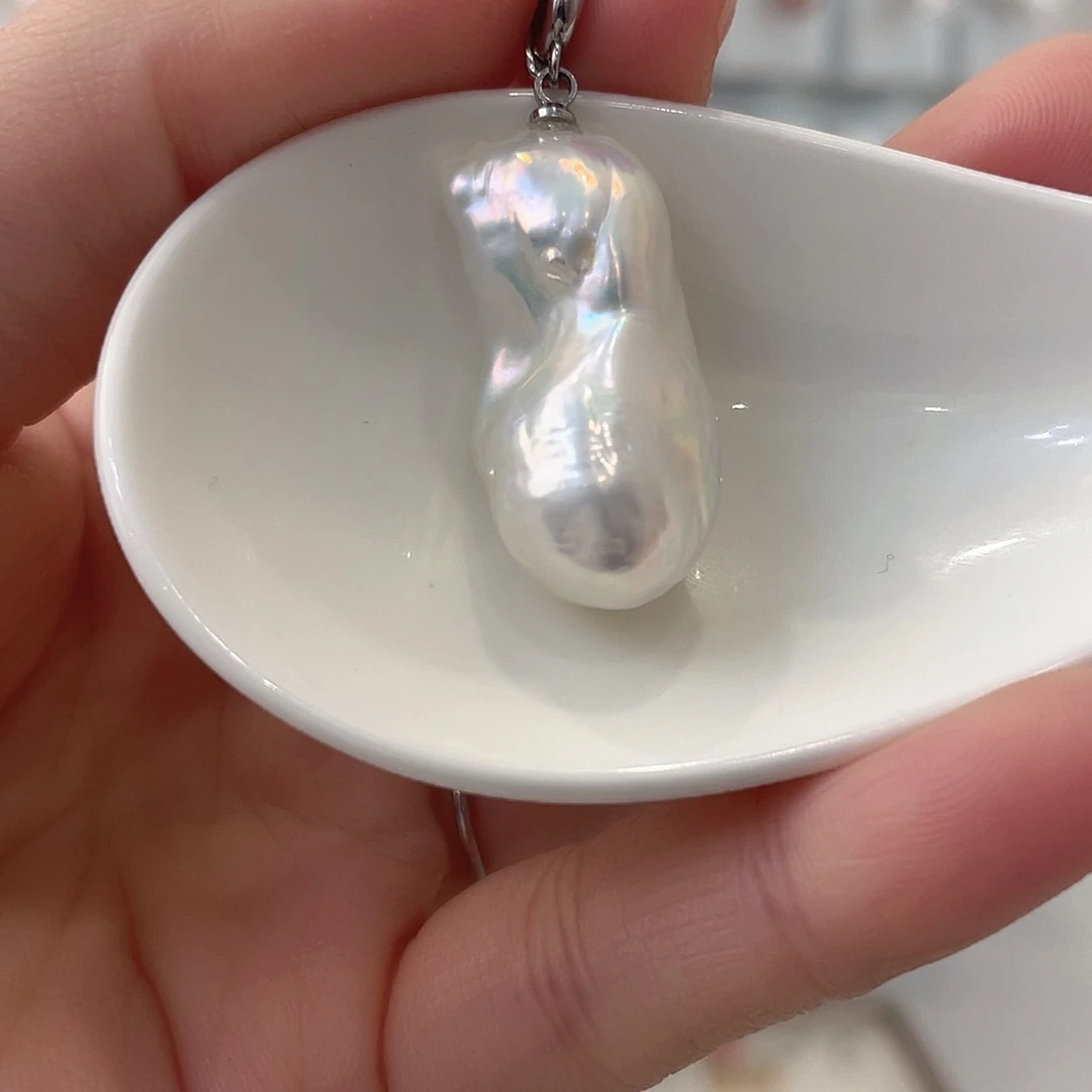 淡水珍珠天然珍珠巴洛克银S925镶嵌