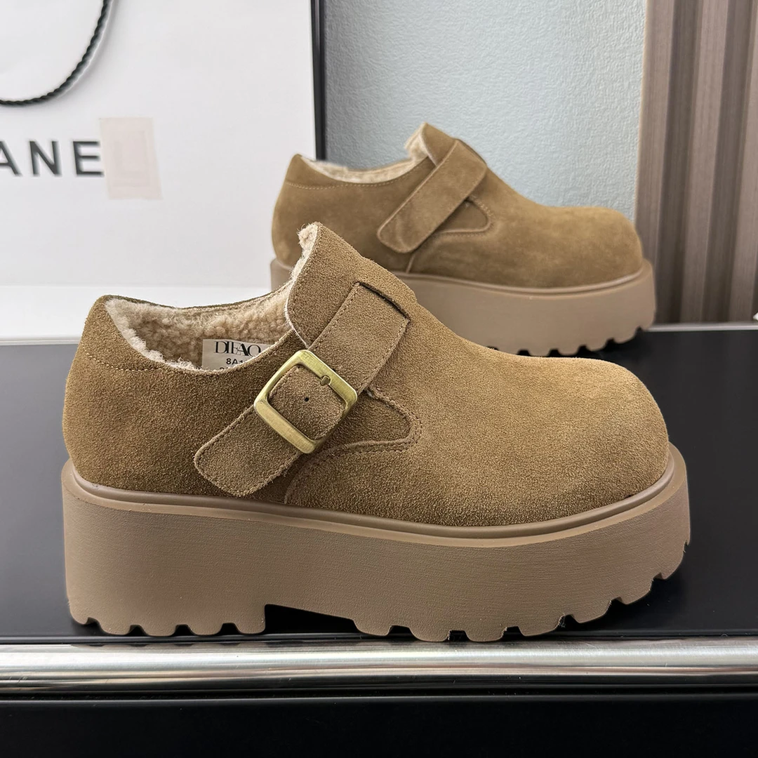 真皮厚底加绒勃肯鞋全包2025新款秋冬女鞋爆款软底不累脚休闲博肯
