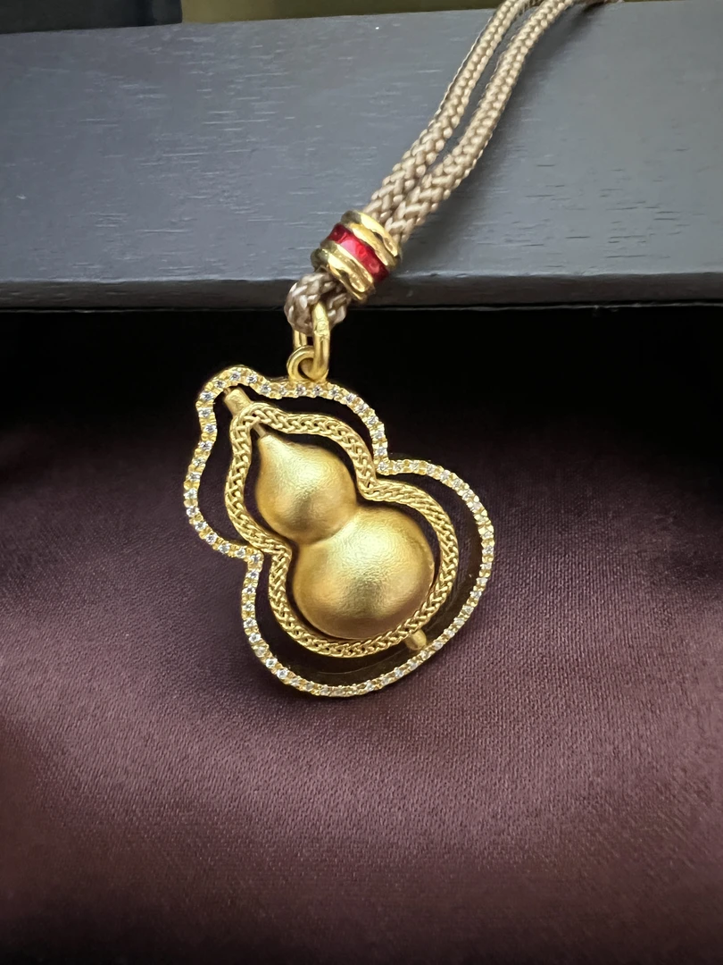 吊坠925银 925银可转动金色葫芦吊坠