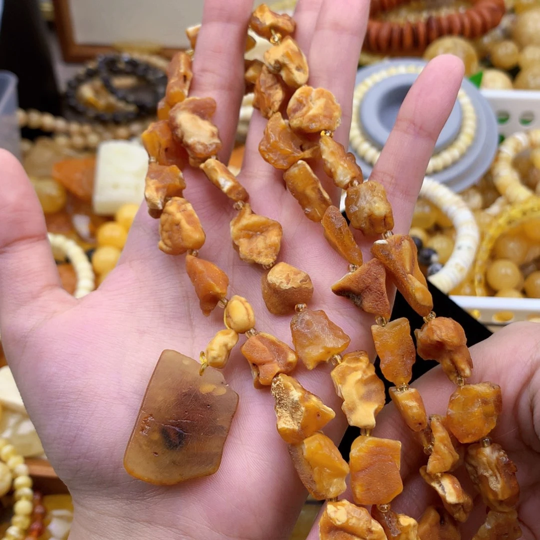 琥珀未镶嵌珠宝奇石 15 原石毛衣链