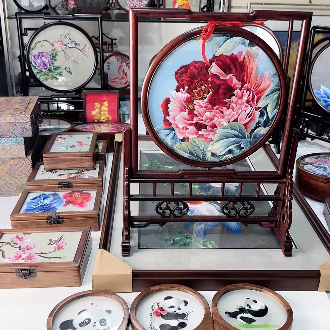 织绣苏绣摆台精品牡丹