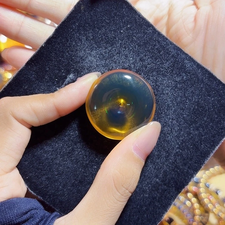 蓝珀未镶嵌珠宝奇石墨西哥蓝珀平安扣