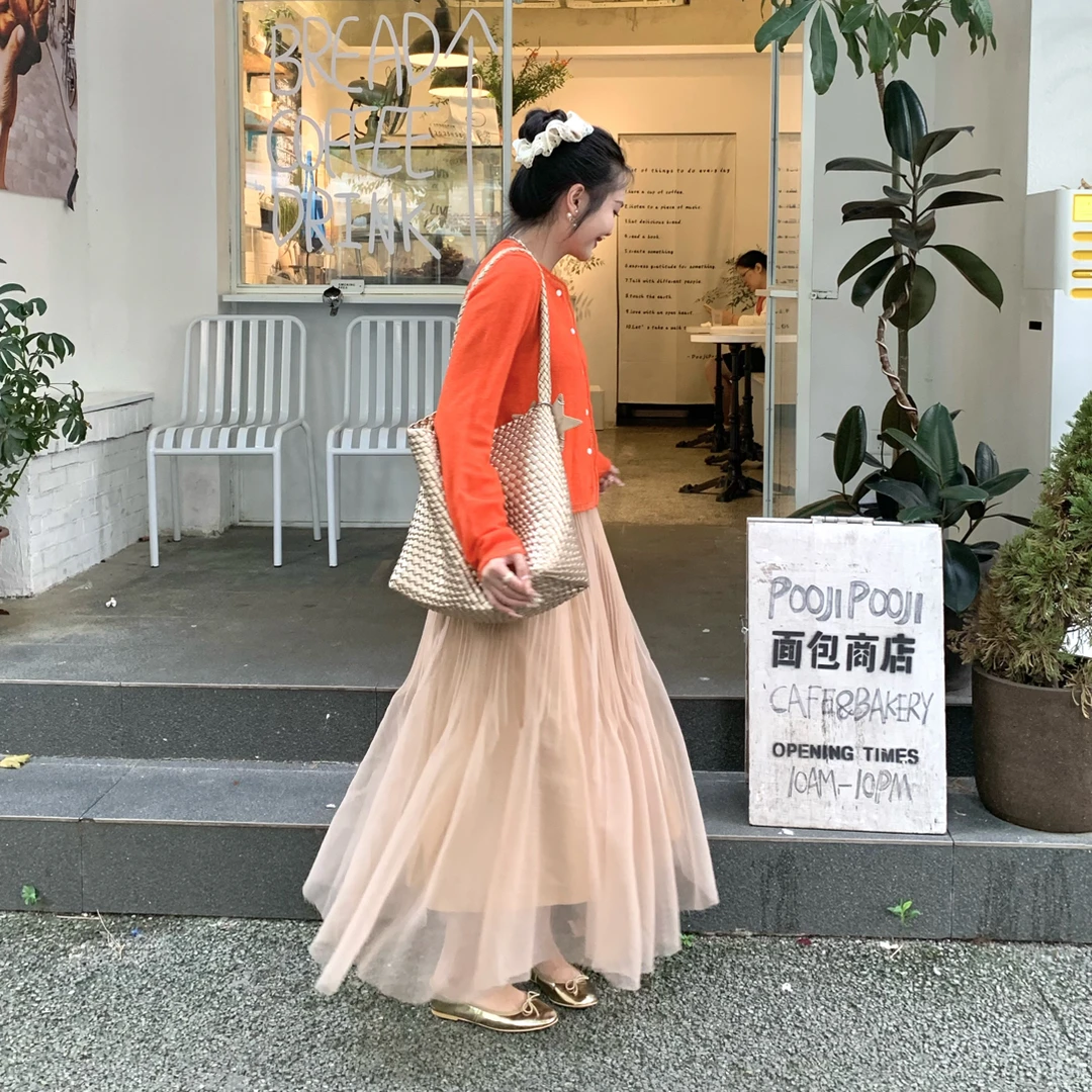 仙女高腰网纱半身裙长款大摆蓬蓬裙秋季显瘦