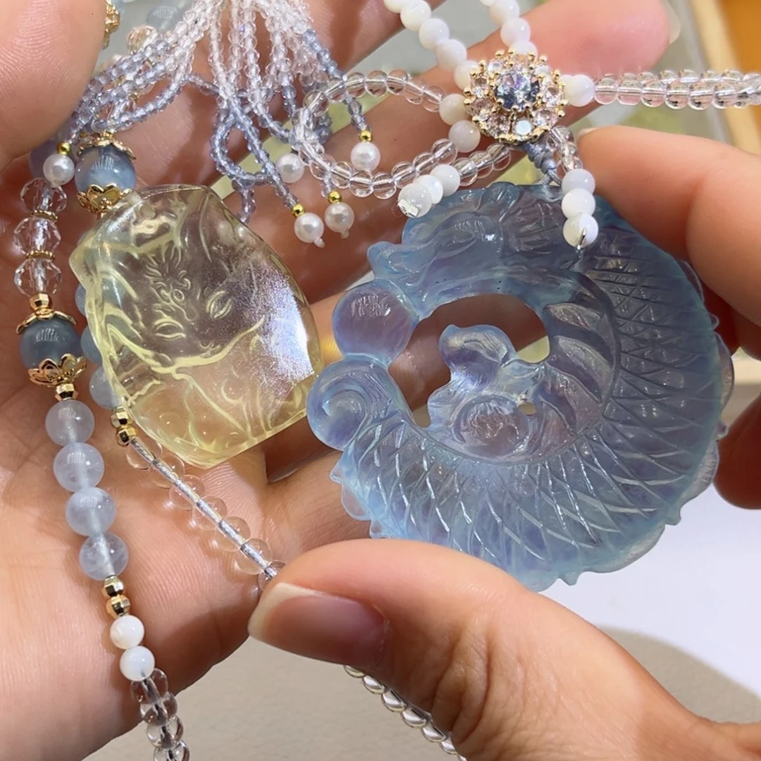 紫晶颈饰未镶嵌G****.粉水龙扣九尾11