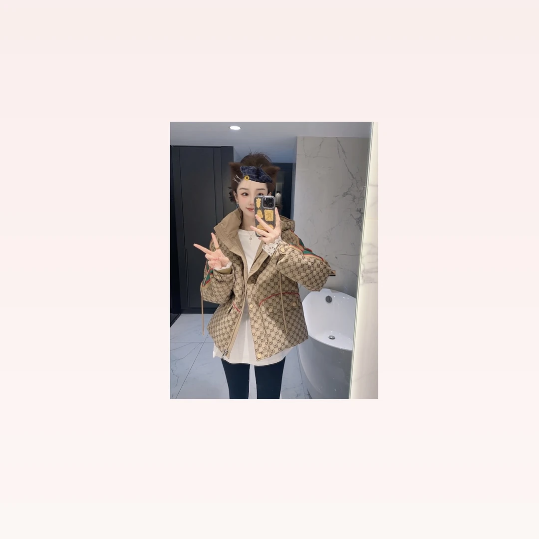 【大静静】冬季新款短款连帽加厚白鹅绒外套