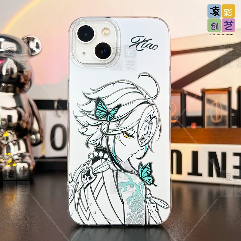 凌彩创艺手机壳适用苹果小米vivo华为oppo原神同人蝴蝶系列冰川壳