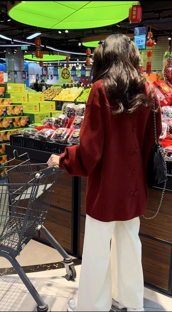 YK002后背蝴蝶结设计时尚浣熊绒中长款毛衣宽松慵懒风百搭针织