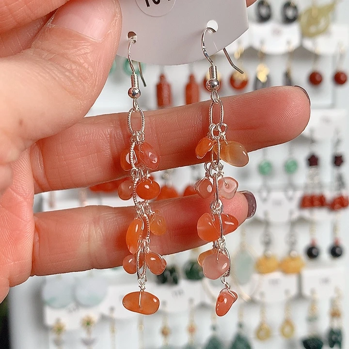 翡翠耳饰银S925镶嵌翡翠