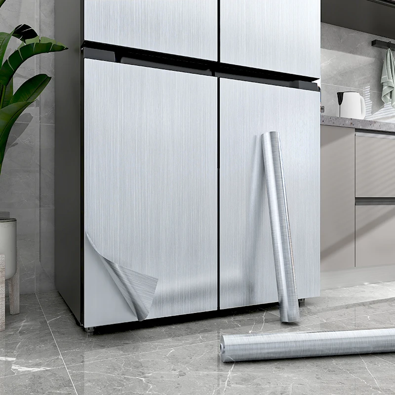 金属拉丝贴纸自粘冰箱不锈钢冰柜装饰防水电梯门厨房台面橱柜翻新