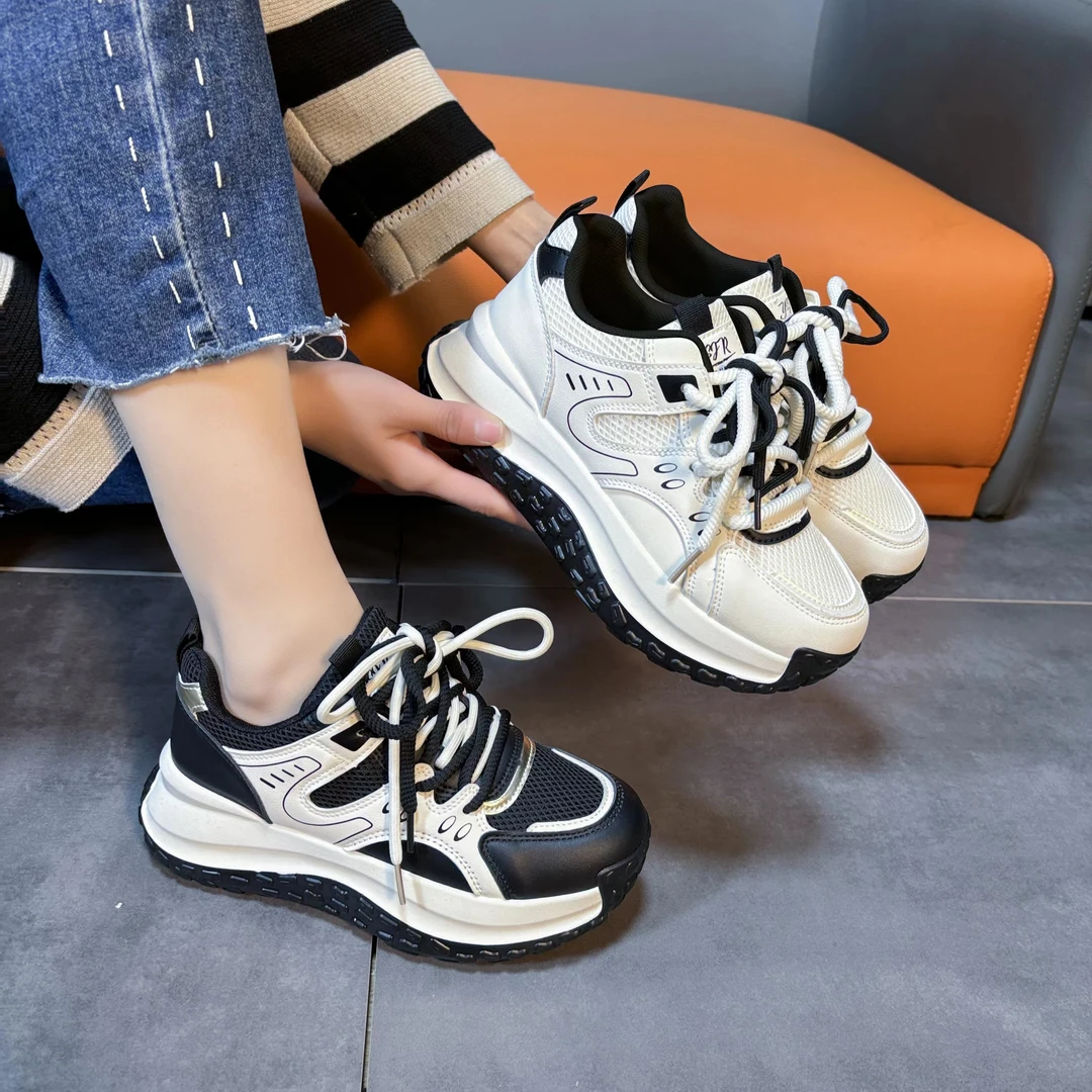 【海鸥】老爹鞋女款潮2024年春季新款百搭厚底休闲运动复古鞋9006