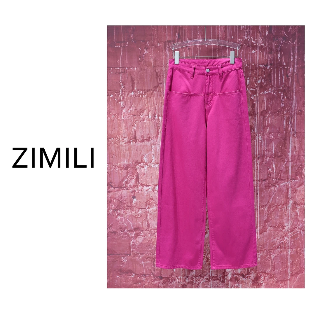 【亮哥女装】2025欧货新品小众时尚直筒阔腿牛仔裤6216