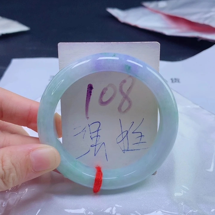 翡翠未镶嵌手镯春彩53525352