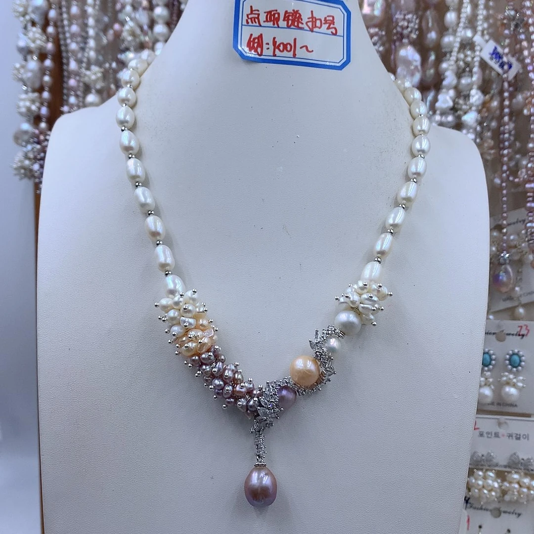 淡水珍珠项链耳饰银S925镶嵌