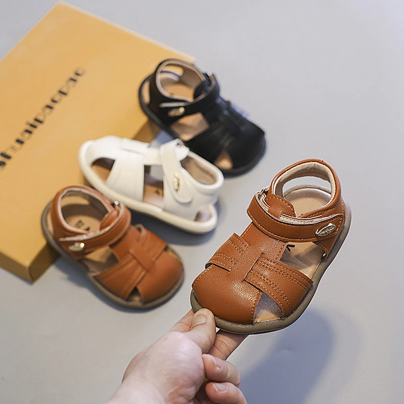 夏款韩版儿童包头凉鞋男女童潮流时尚舒适皮鞋镂空透气轻便罗马鞋