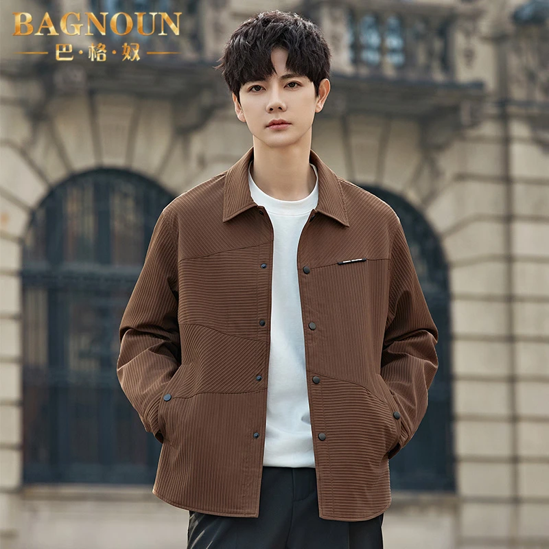 巴格奴夹克男士春秋季新款时尚高端翻领商务潮流韩版休闲长袖外套