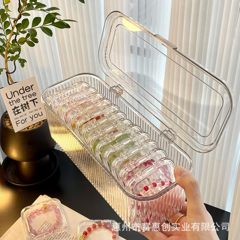 手串收纳盒透明压克力水晶手镯项炼专用首饰盒可携式防氧化手錬盒