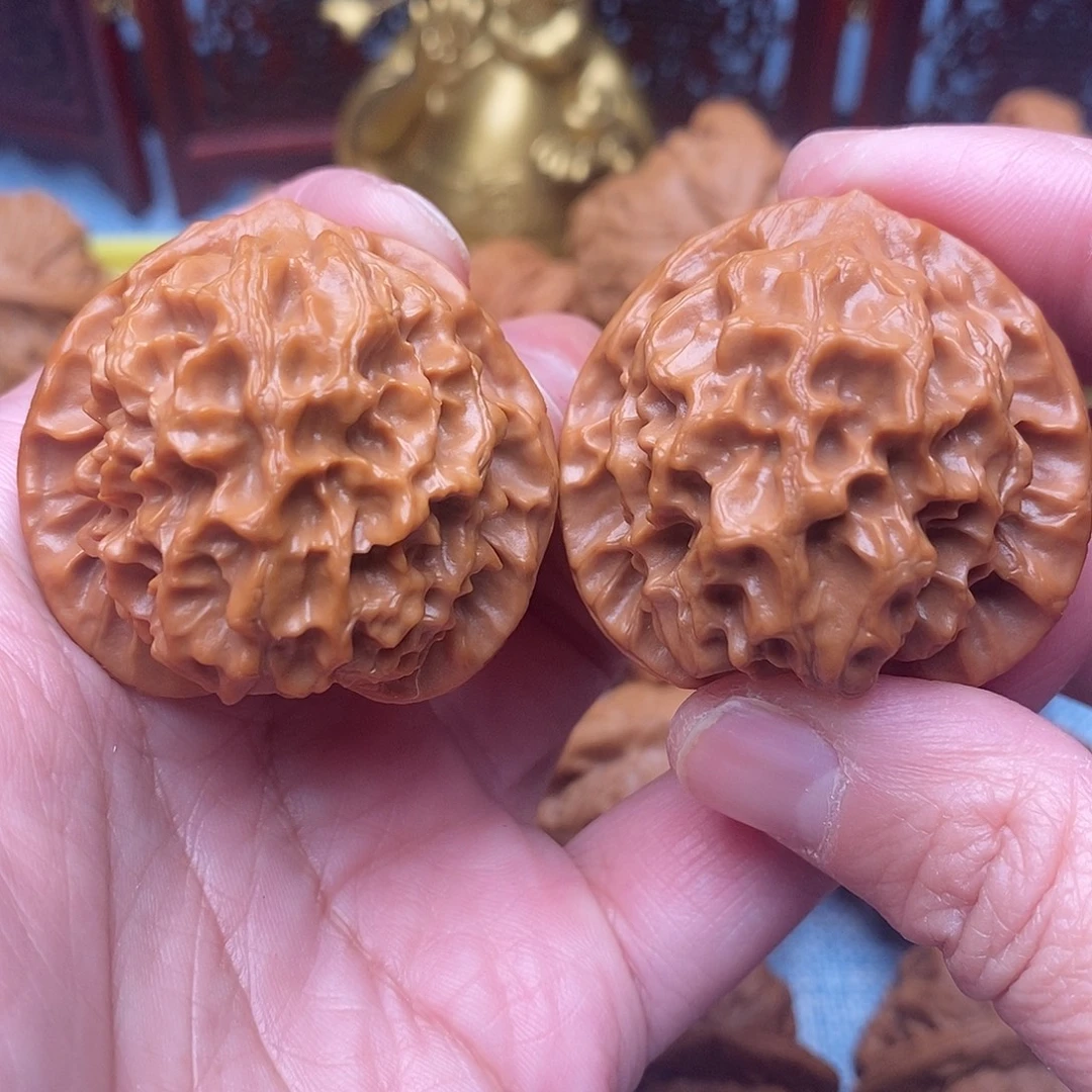 把件文玩核桃全品绝配红皮桃心肉球龙鳞39尺