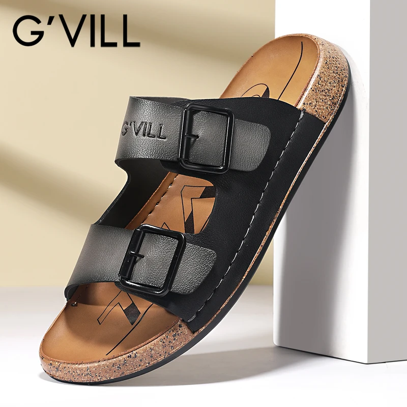 G'VILL/贵之步户外开车男夏季软底凉拖鞋两穿休闲透气防滑沙滩鞋