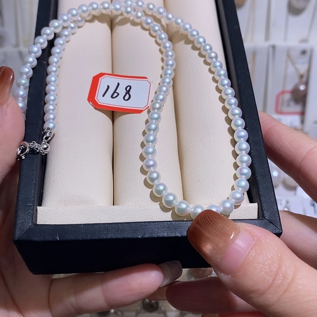 项链淡水珍珠银S925镶嵌w4.5