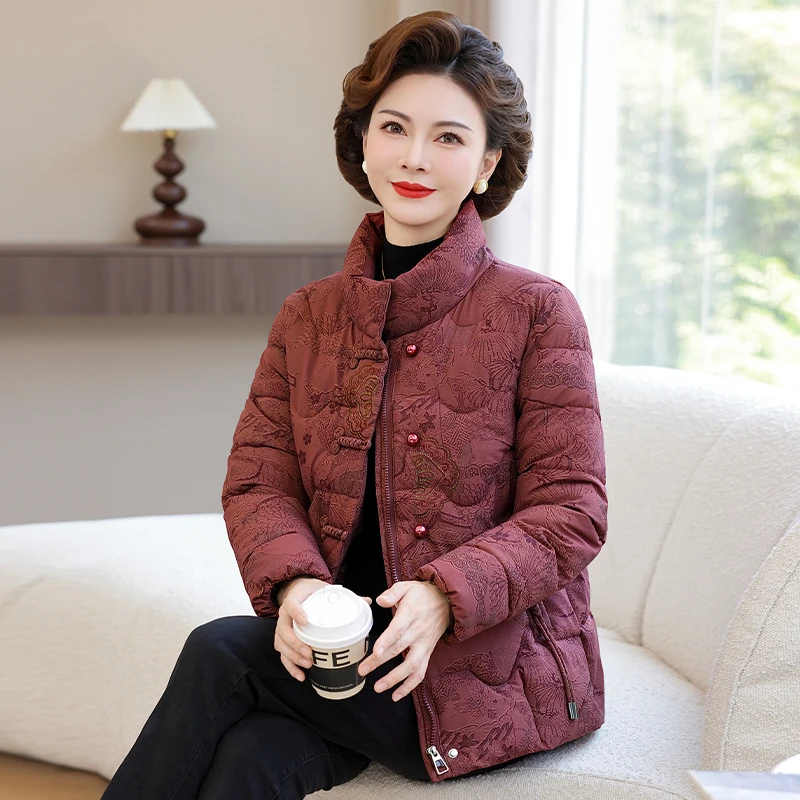 中年女装秋装棉服国风短款妈妈装外套阔太太气质装春秋洋气50岁60