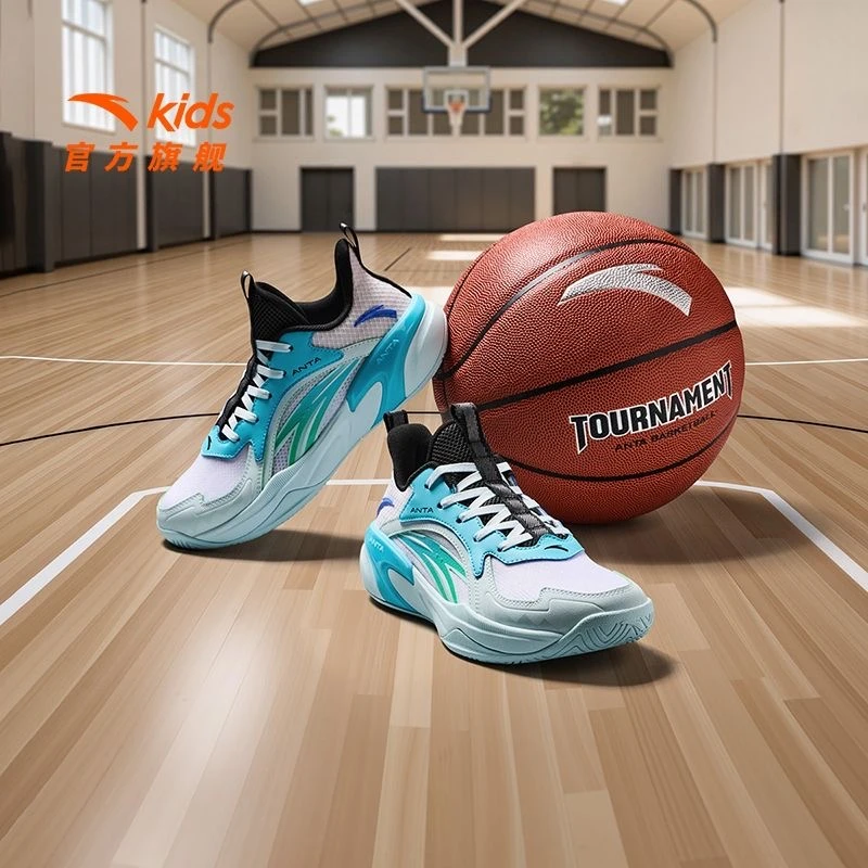 安踏儿童闪现大童篮球鞋夏季缓震网面透气防滑耐磨实战运动球鞋