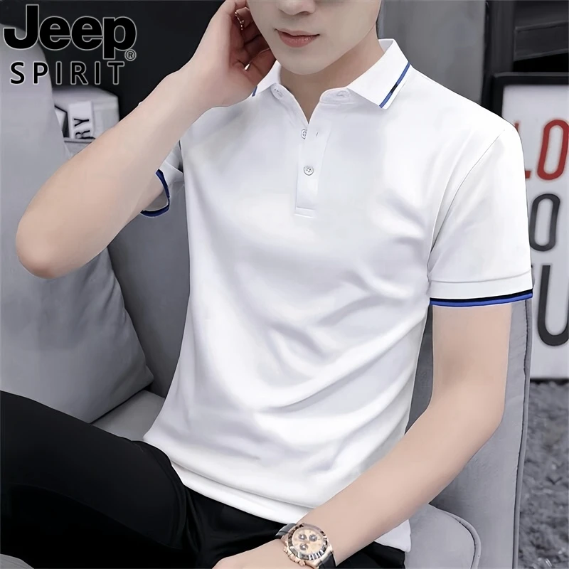 Jeep吉普POLO衫短袖t恤男士商务新款上衣服夏季潮流翻领半袖体恤