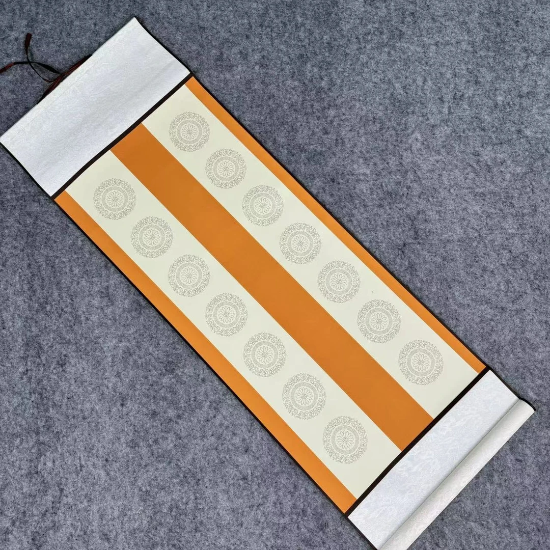 【双排七言瓦当对联卷轴】32*95cm 瓦当对联挂轴半生熟书法参赛纸