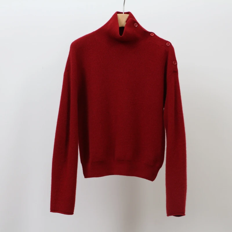 【子溪说衣】肩扣翻领羊绒衫HE-23F13