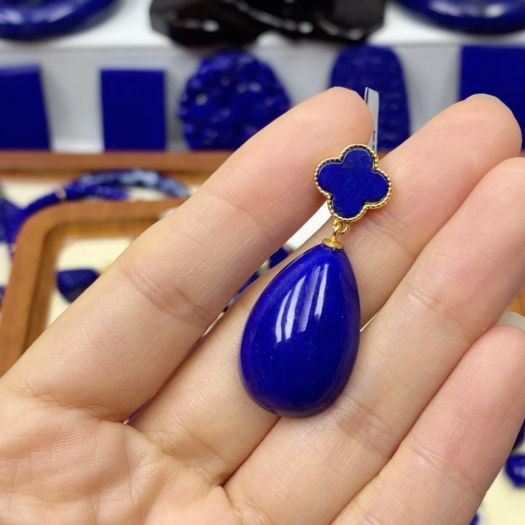 青金石颈饰银S925镀金镶嵌