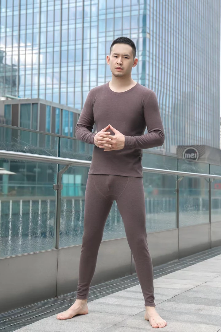 2025新冬季套装内衣打底衫男双面磨绒保暖秋衣男士亲肤无痕双面68