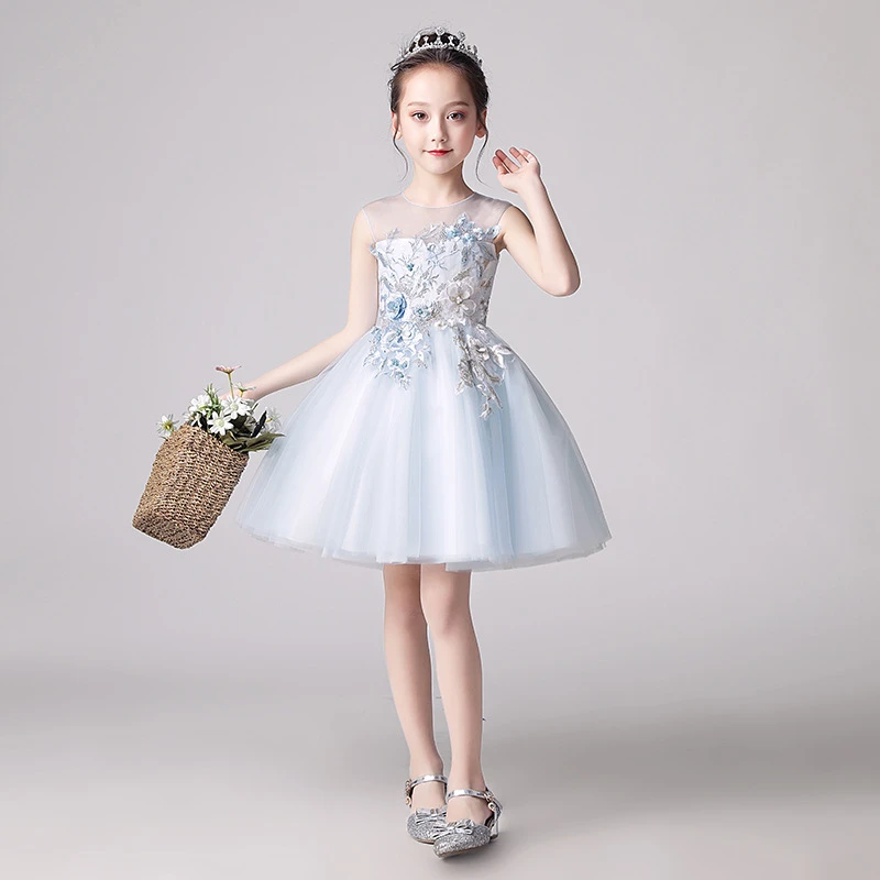 儿童礼服女童晚礼服生日花童钢琴演出服主持人婚纱女童礼服公主裙
