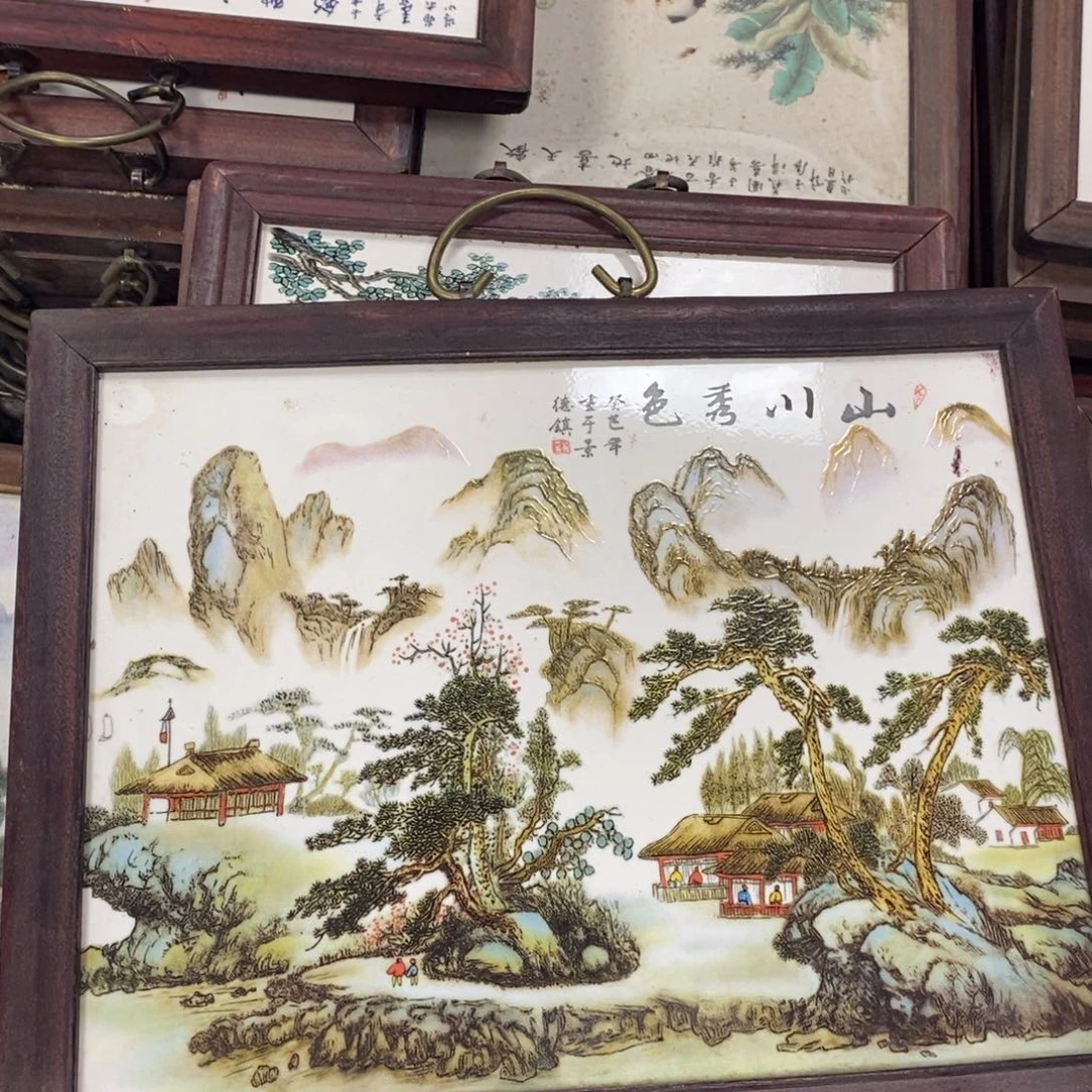 瓷片37*28*1景德镇瓷板画柴窑烧制
