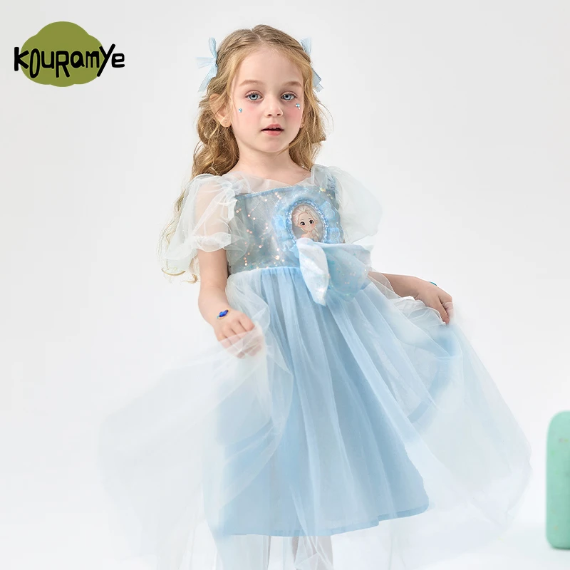 酷娃米2025年夏季新款女童蓬蓬艾莎公主裙40095