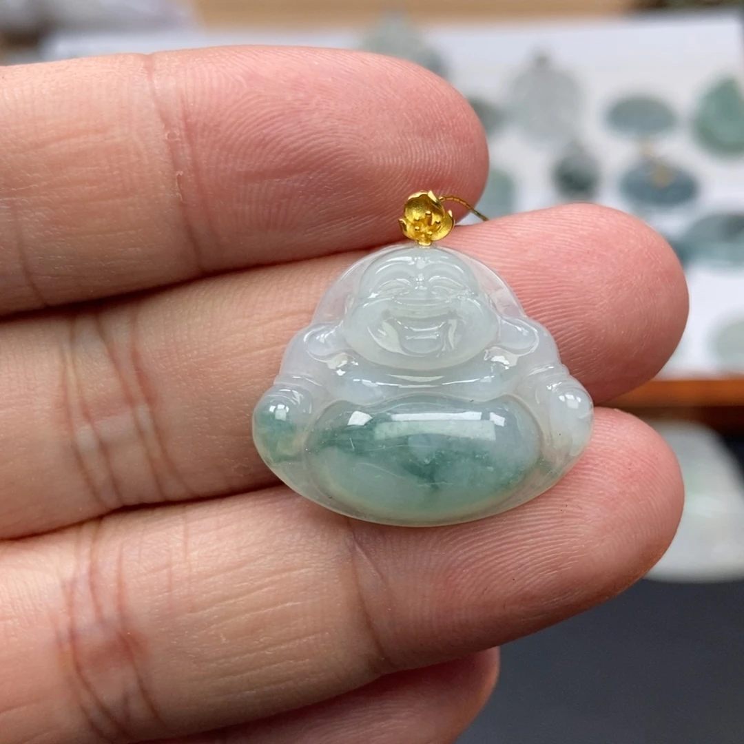翡翠未镶嵌颈饰佛公 天然缅甸A货翡翠