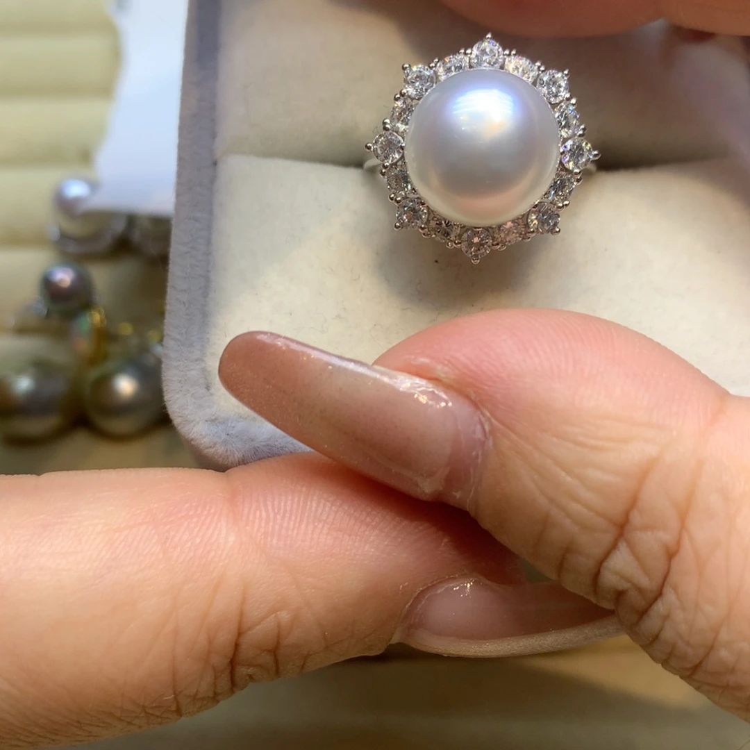 银S925镶嵌戒指海水珍珠