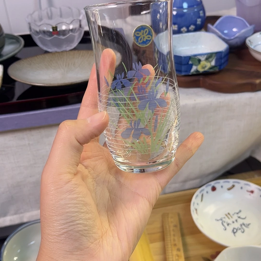 瓷片好雅鸢尾花果汁杯